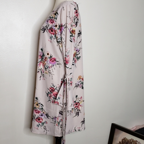 NEW  She&Sky Dress Lilac Floral Bell Sleeve Ties Sexy Mini Bohemian Castlecore - Picture 8 of 16